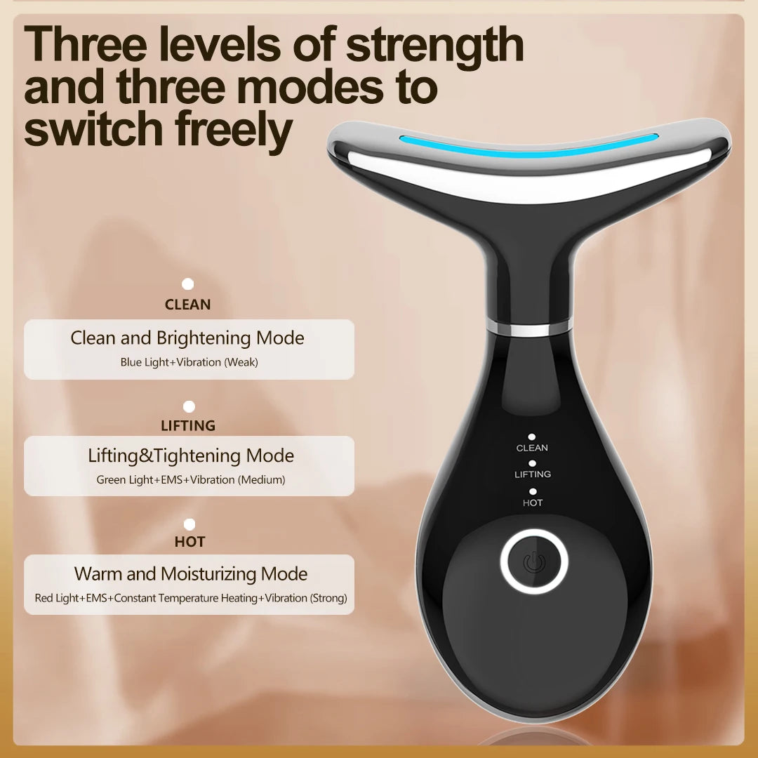 Appareil de Lifting EMS Visage & Cou | Massage Raffermissant Anti-Rides LED Photon